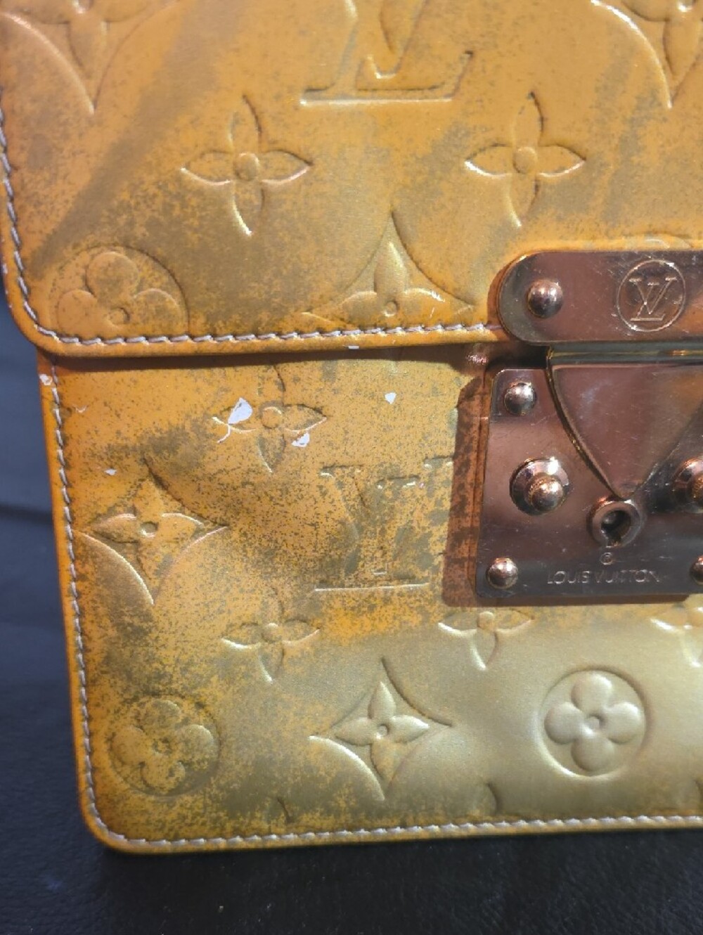 Vintage Louis Vuitton Yellow Monogram Vernis Top Handle Satchel with Brown Trim - Picture 13 of 16